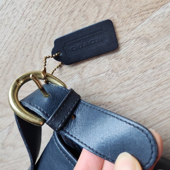 Vintage Coach 4150 Made in USA Fletcher Saddle Bucket Crossbody Bag Flap Black - Picture 9 of 11